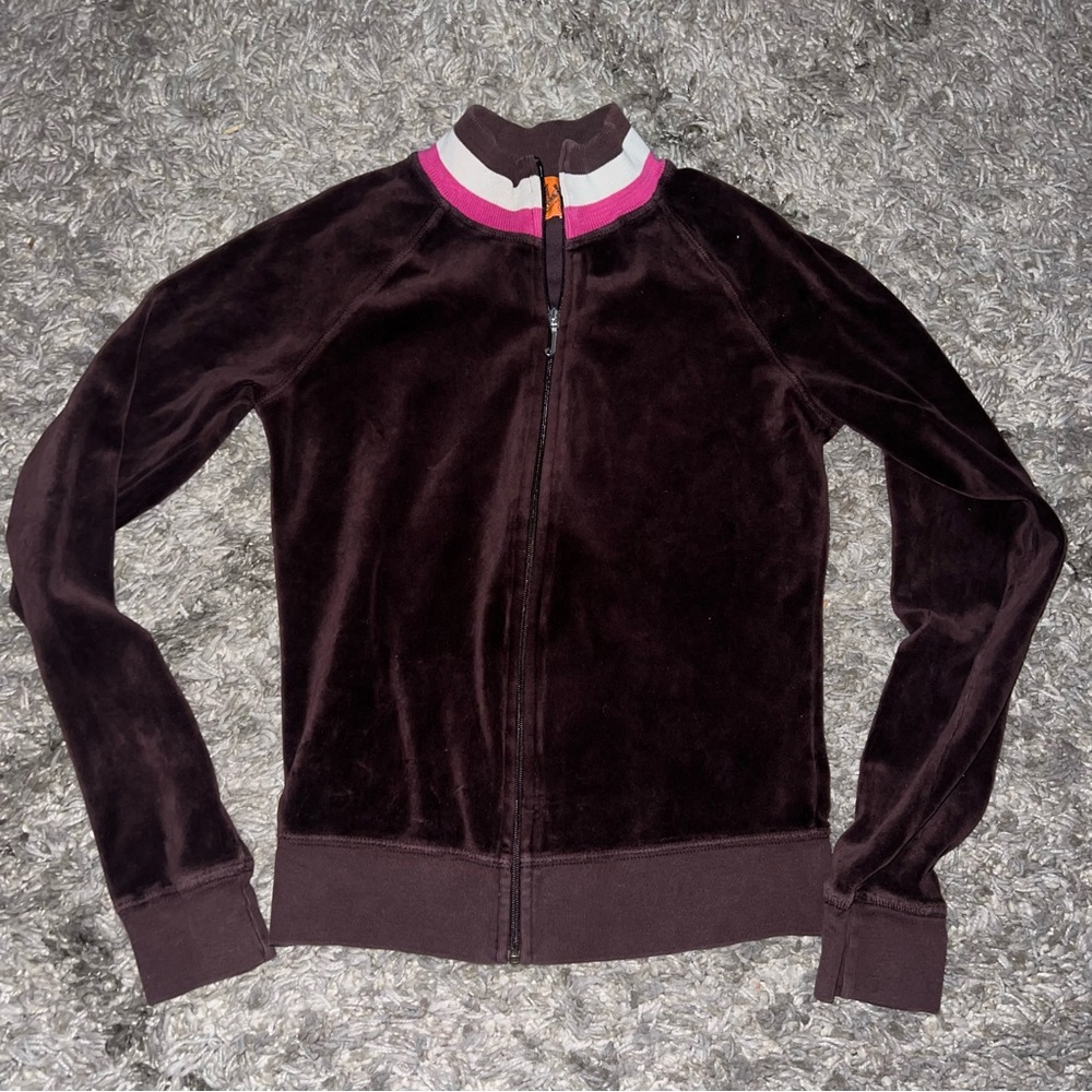 Juicy Couture Black Velour Track Pants with Pink Trim - Picture 4 of 7